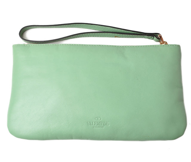 Valentino Leather Clutch Bag/Pouch Mint Green in Excellent Condition