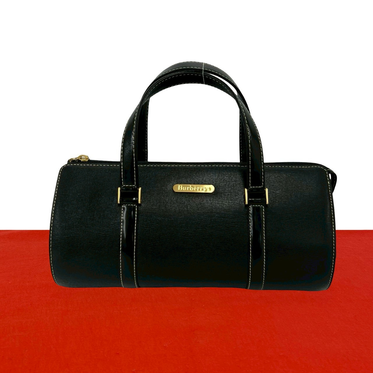 Burberry Leather Boston Bag