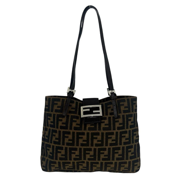 Fendi Zucca Canvas Leather Shoulder Bag
