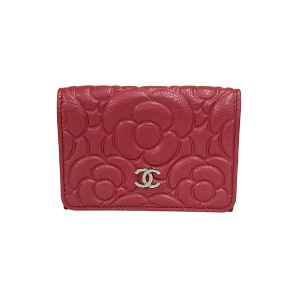 CHANEL Camellia Leather Trifold Wallet