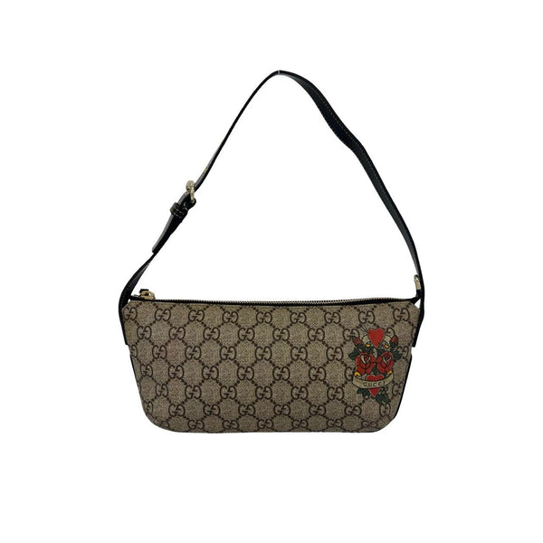 Gucci GG Supreme Tattoo Heart Leather Handbag