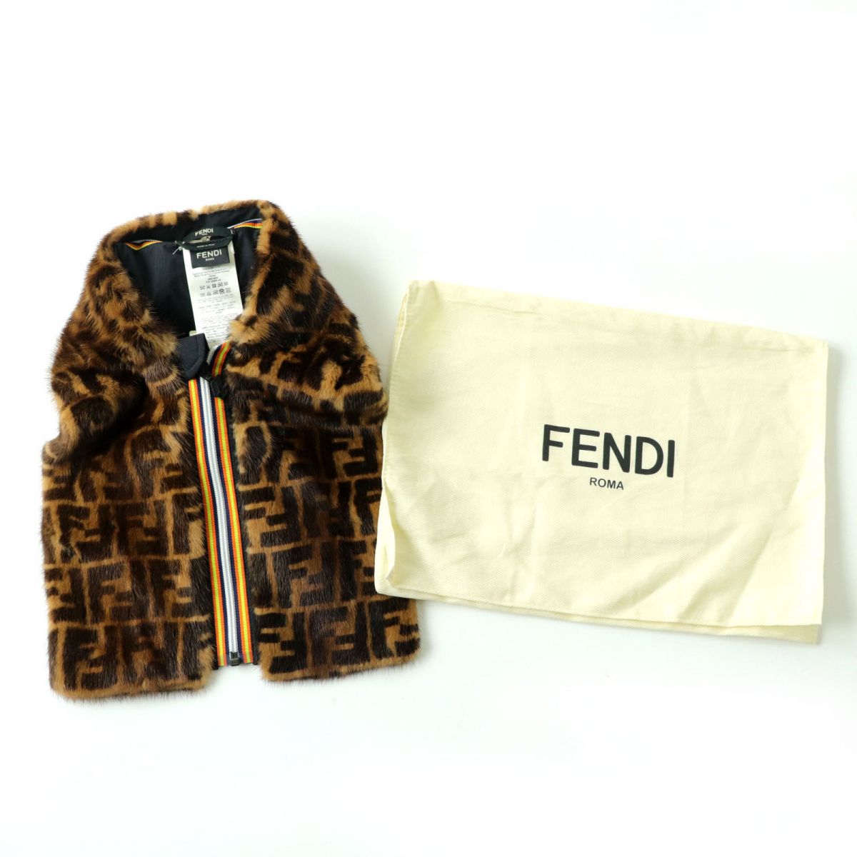 Fendi Hooded Mink Scarf Zucca Pattern