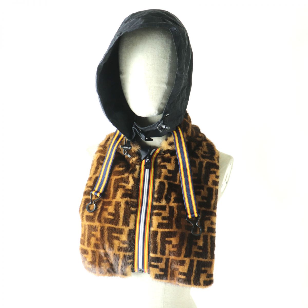 Fendi Hooded Mink Scarf Zucca Pattern