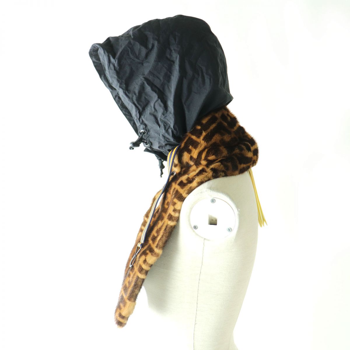 Fendi Hooded Mink Scarf Zucca Pattern