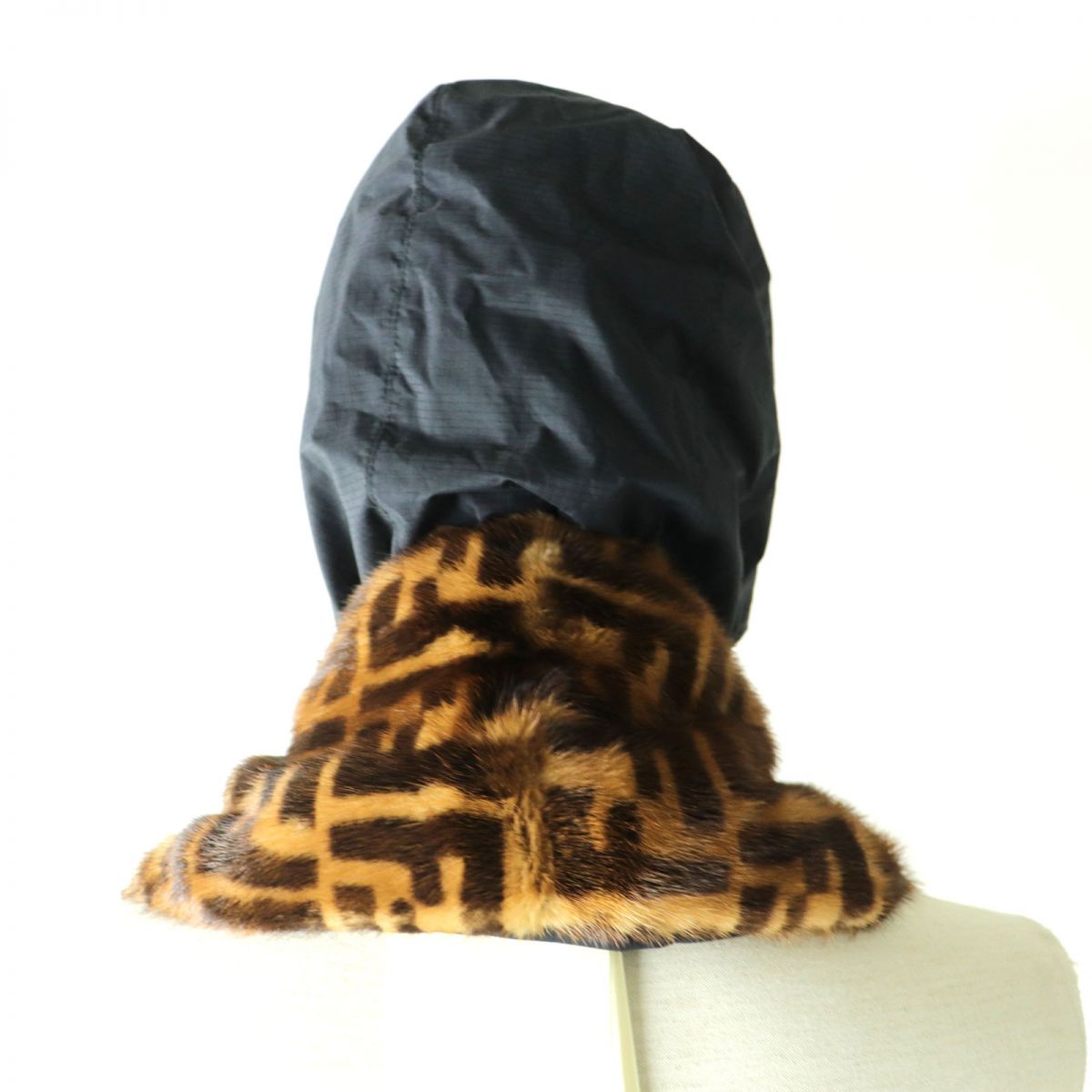 Fendi Hooded Mink Scarf Zucca Pattern