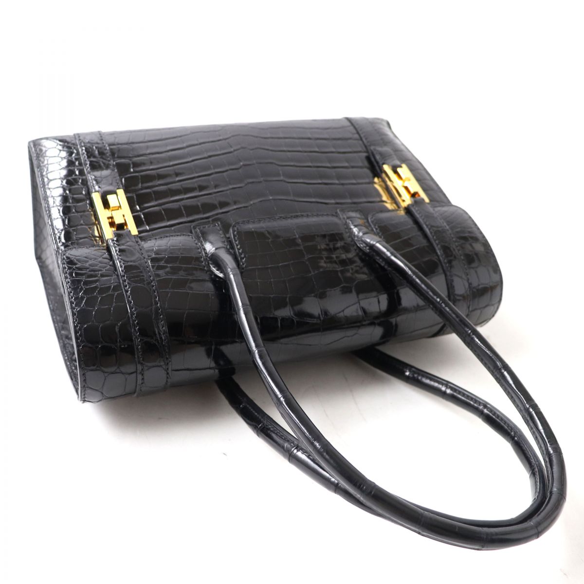 Hermes Drag 27 Handbag Black Gold