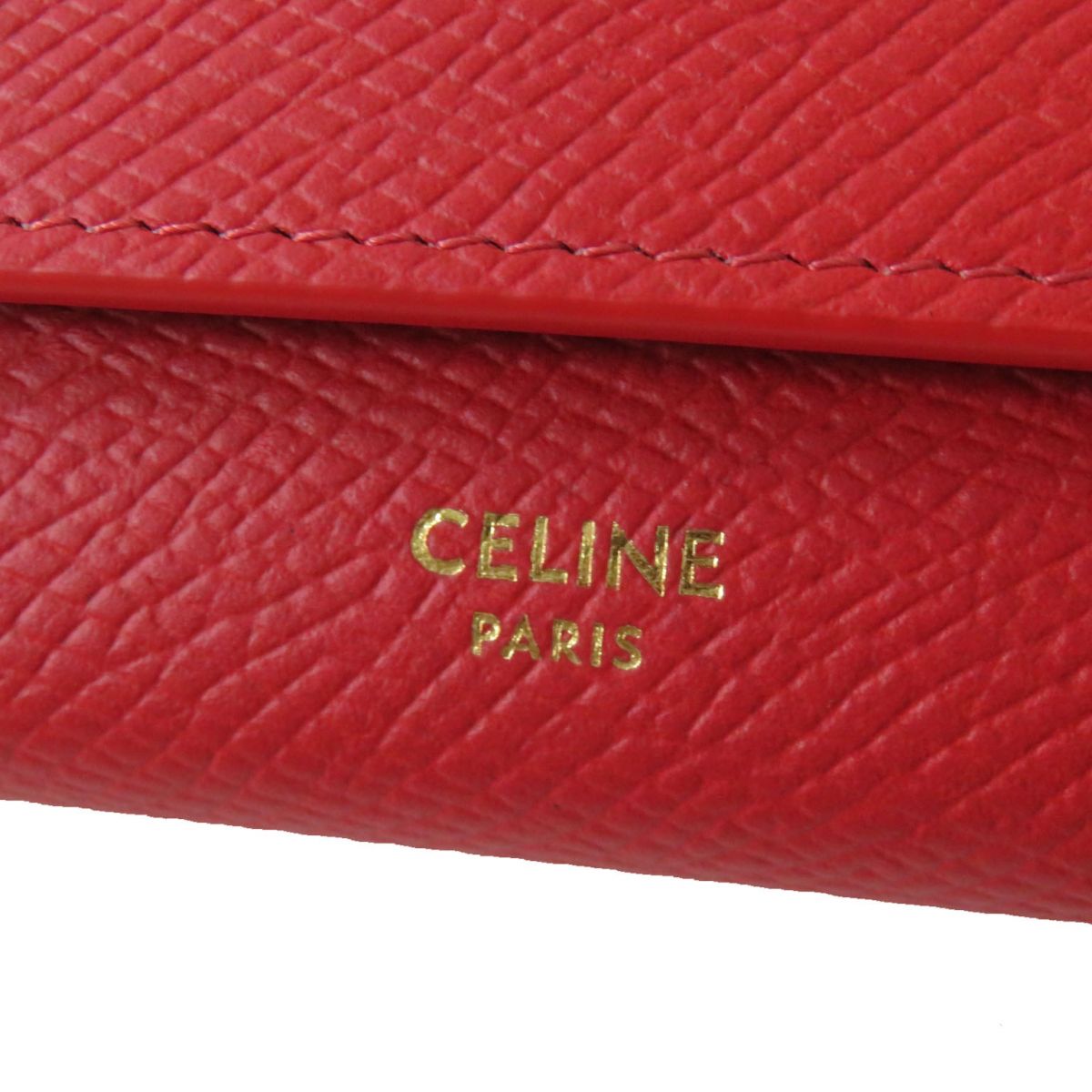 Celine Leather Large Flap Wallet Red