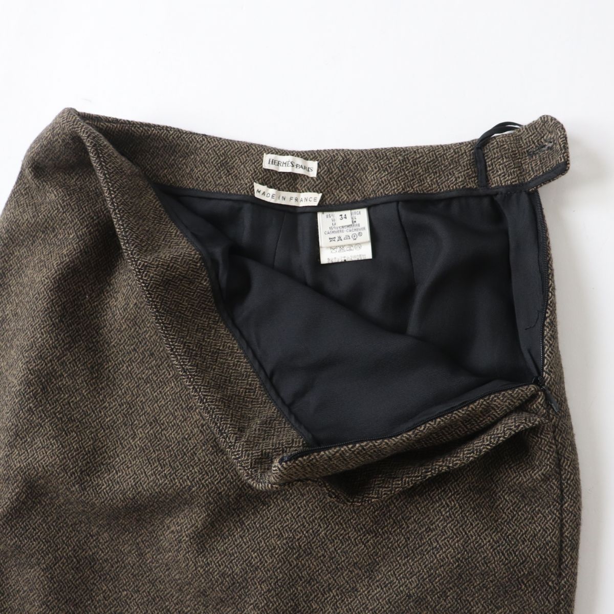 Hermes Cashmere Wool Silk Skirt, Size 34