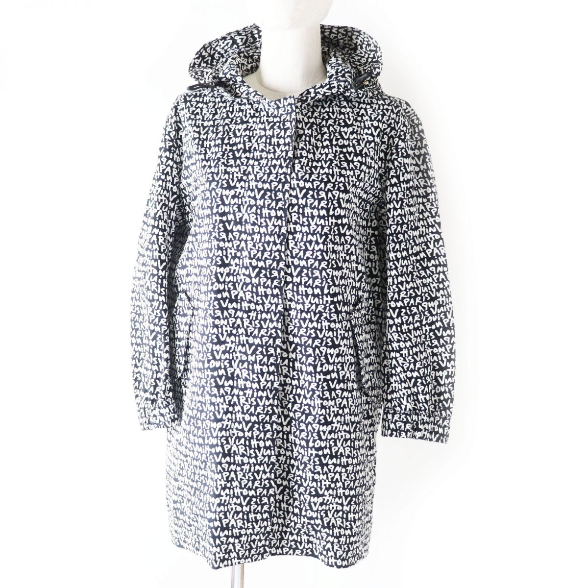 Louis Vuitton Women's Hooded Graffiti Coat Black/White