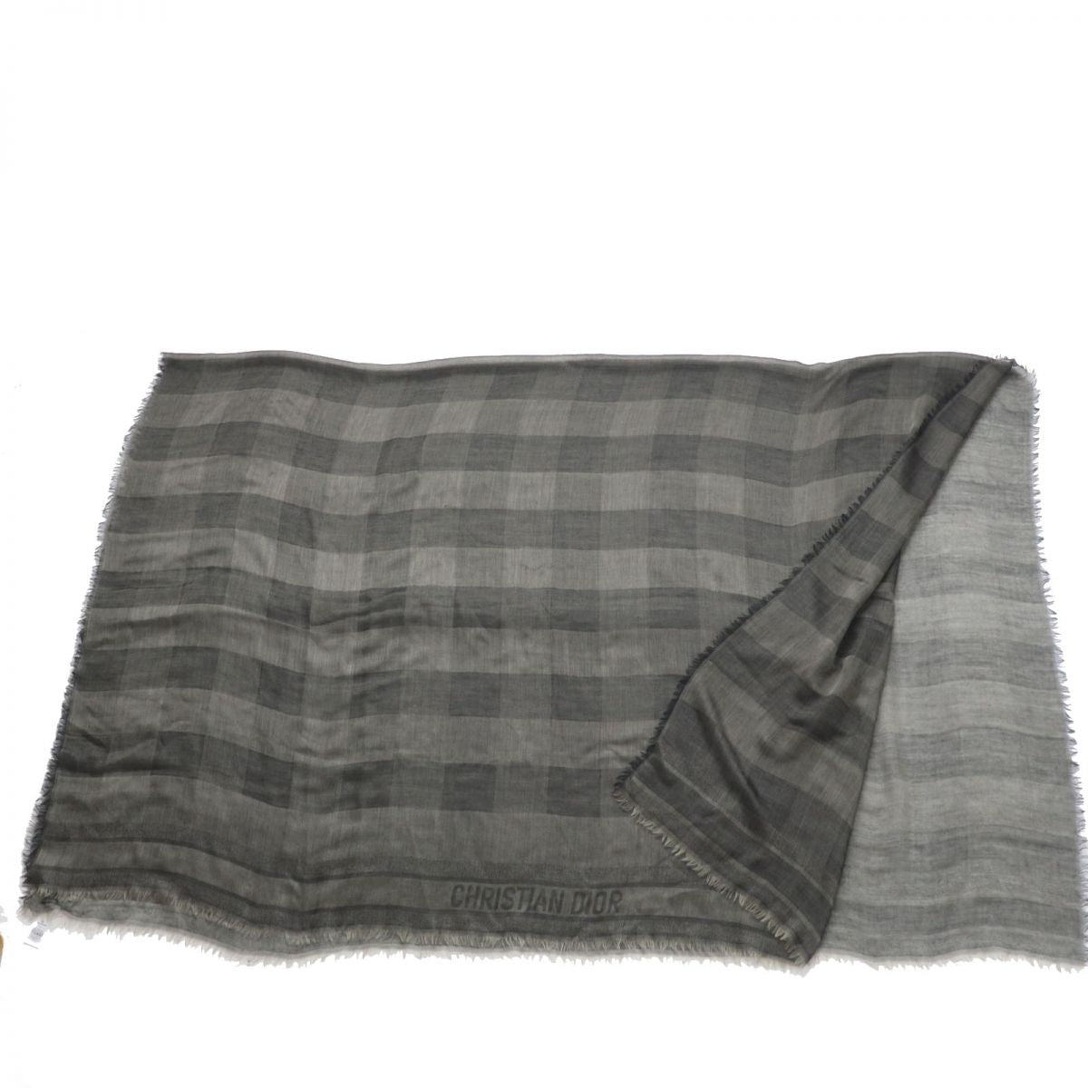 Dior 100% Cashmere Shawl Check Pattern