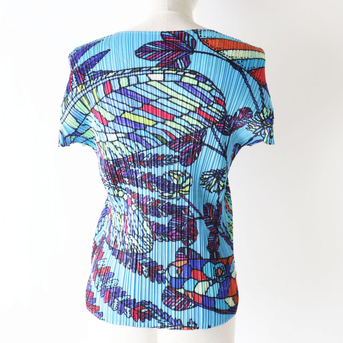 Issey Miyake Pleats Please Women's T-shirt Tropical Pattern