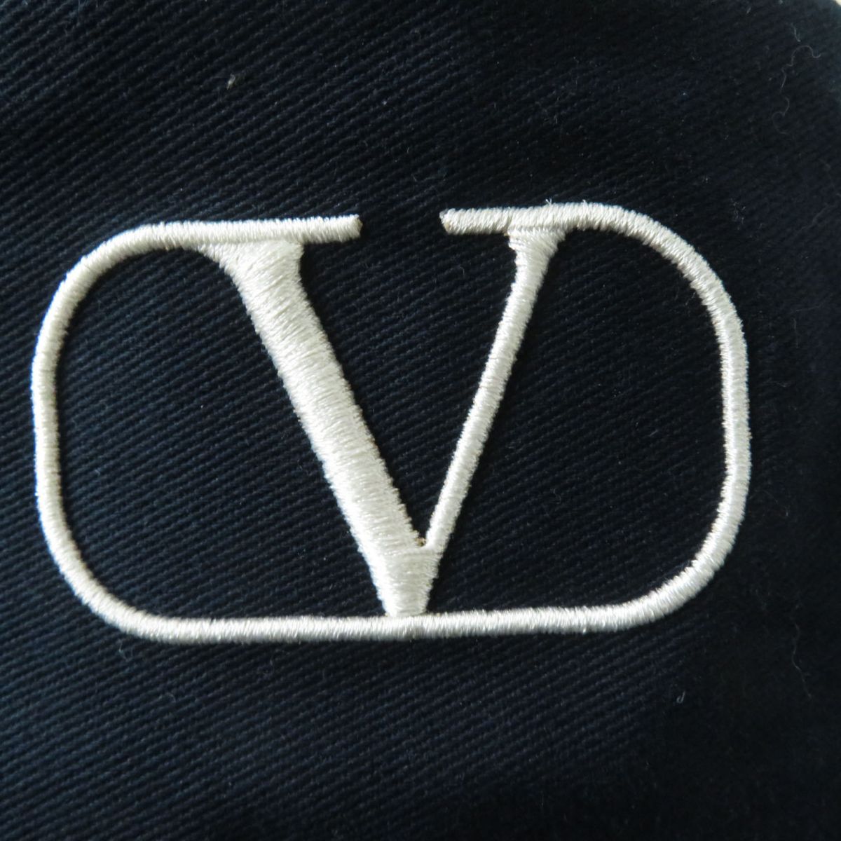 Valentino V Logo Cotton Bucket Hat Navy