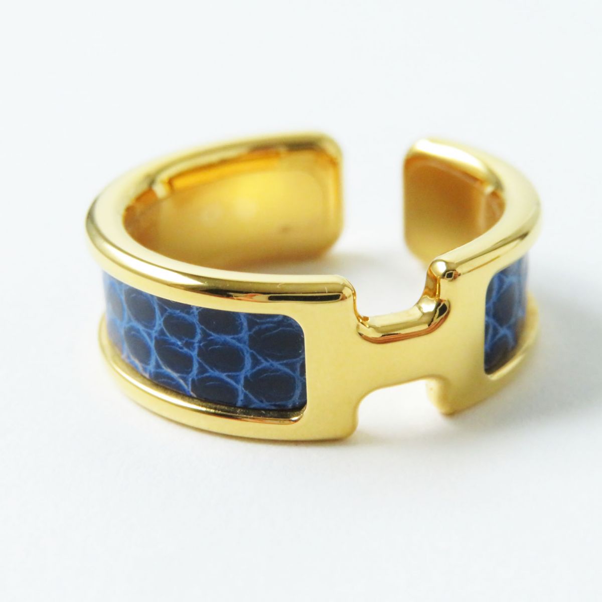 Hermes Olympe GM Bracelet Gold Plated Lizard