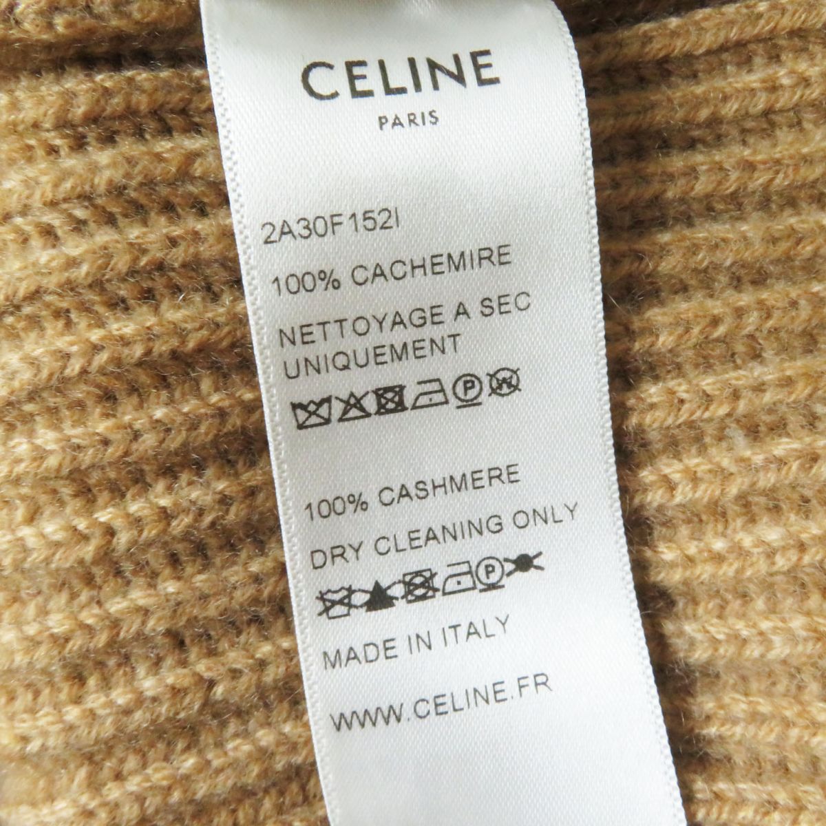 CELINE Cashmere Turtleneck Knit XS Camel