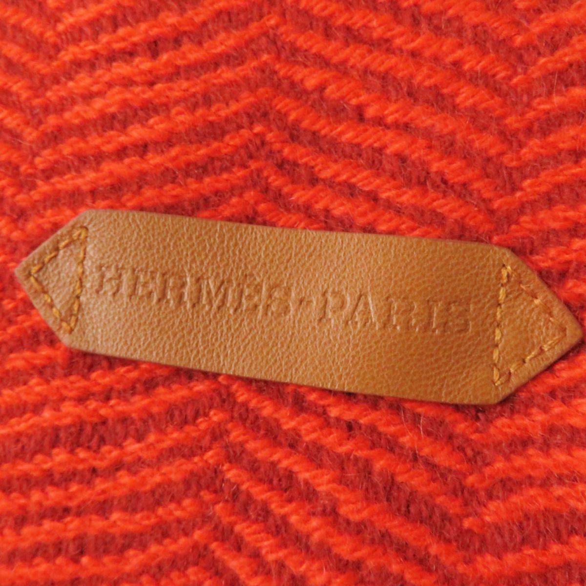 Hermes 100% Cashmere Scarf with Leather Patch