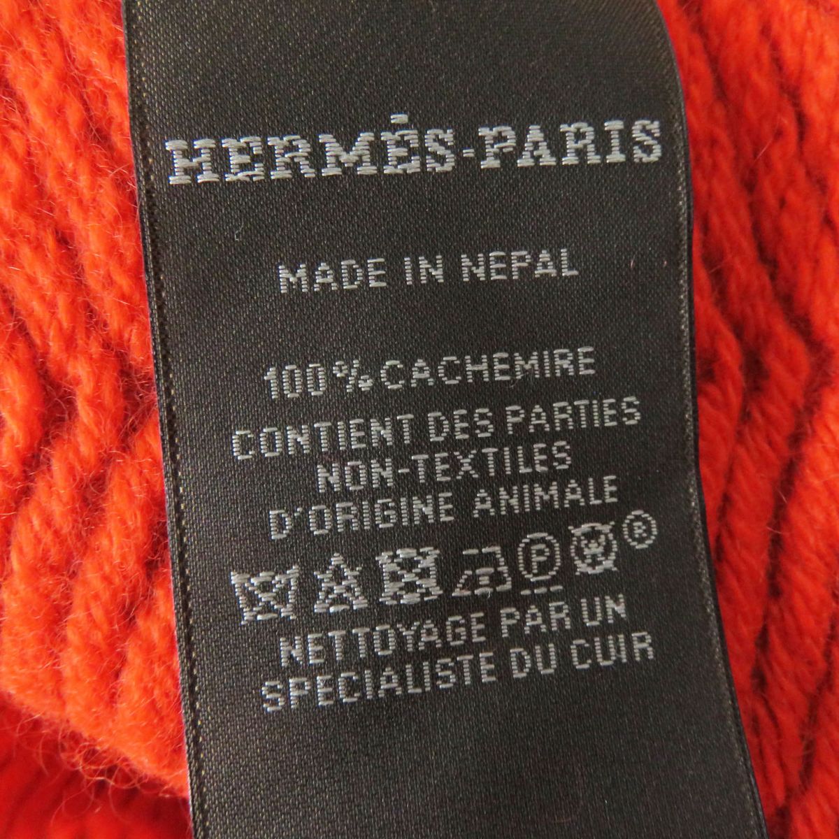 Hermes 100% Cashmere Scarf with Leather Patch