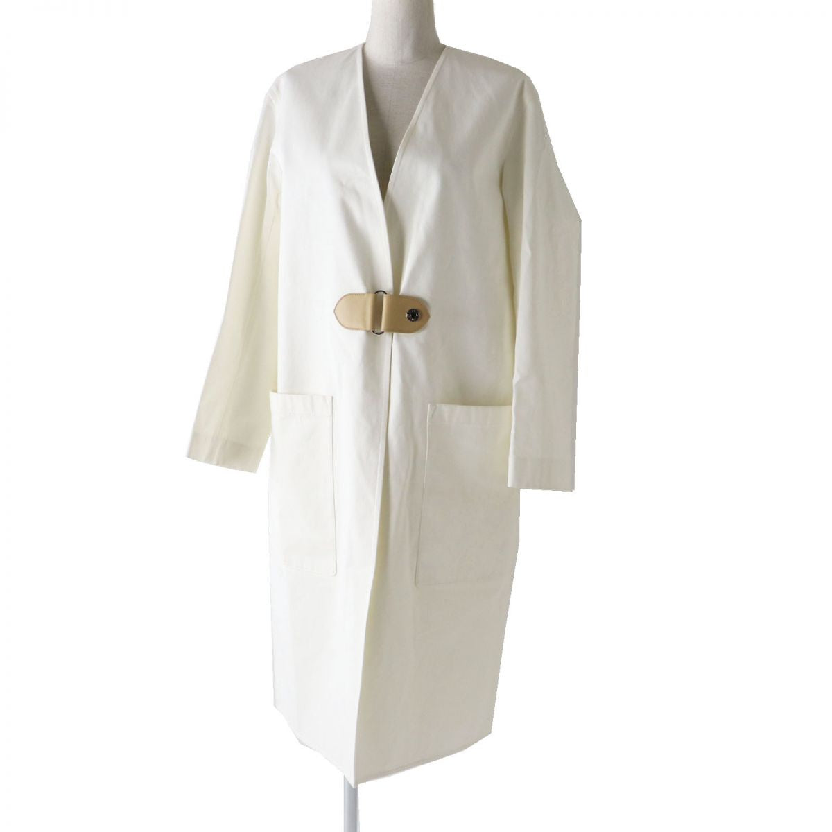 Hermes Leather Extra Long Coat White 34