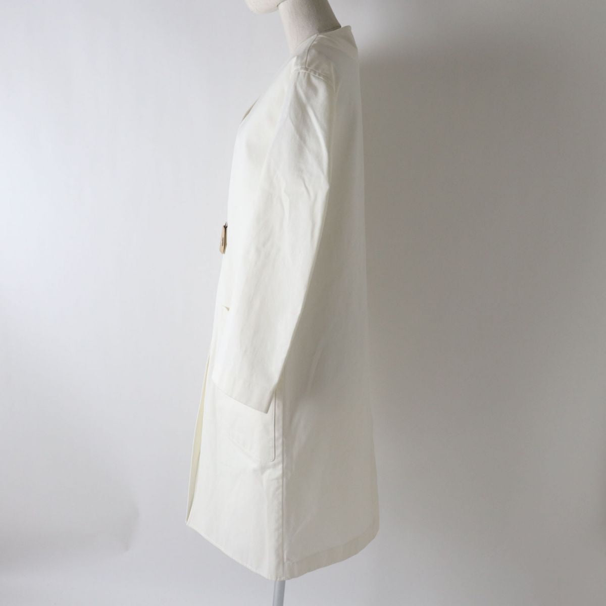 Hermes Leather Extra Long Coat White 34