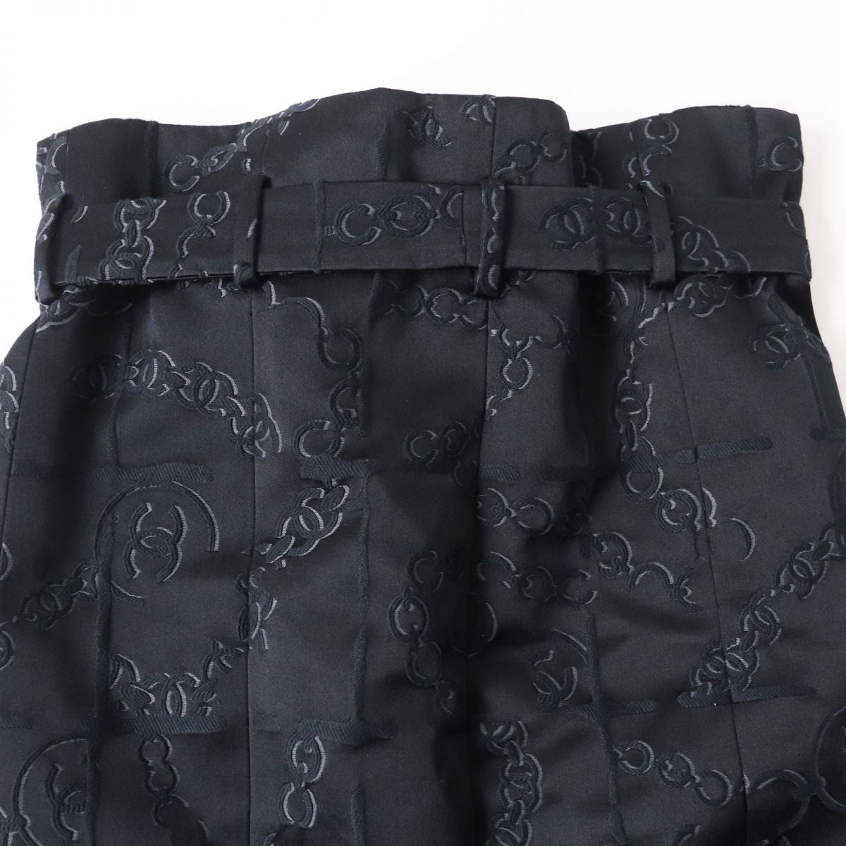 Chanel Silk Blend Cotton Jacquard Skirt Black 34