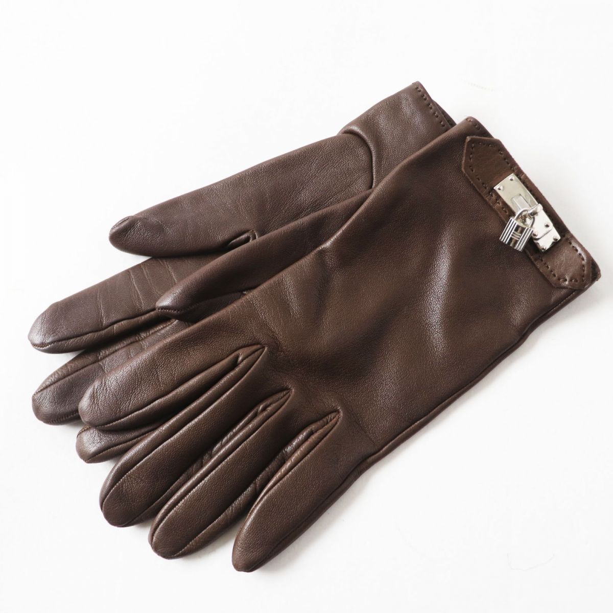 Hermes Lambskin Padlock Metal Gloves