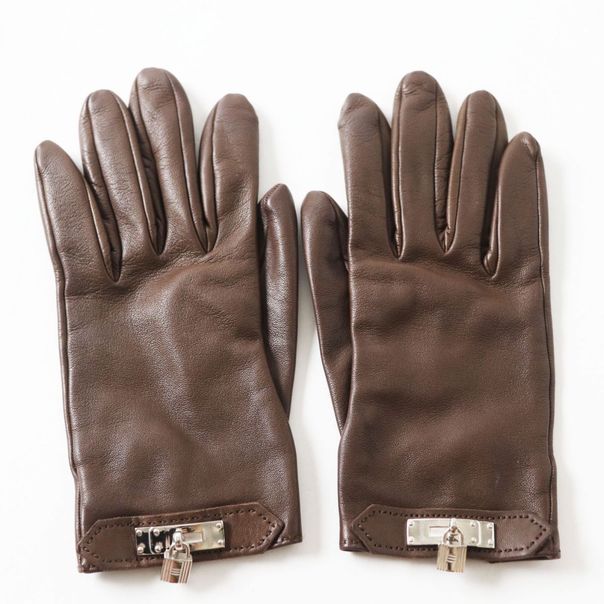 Hermes Lambskin Padlock Metal Gloves