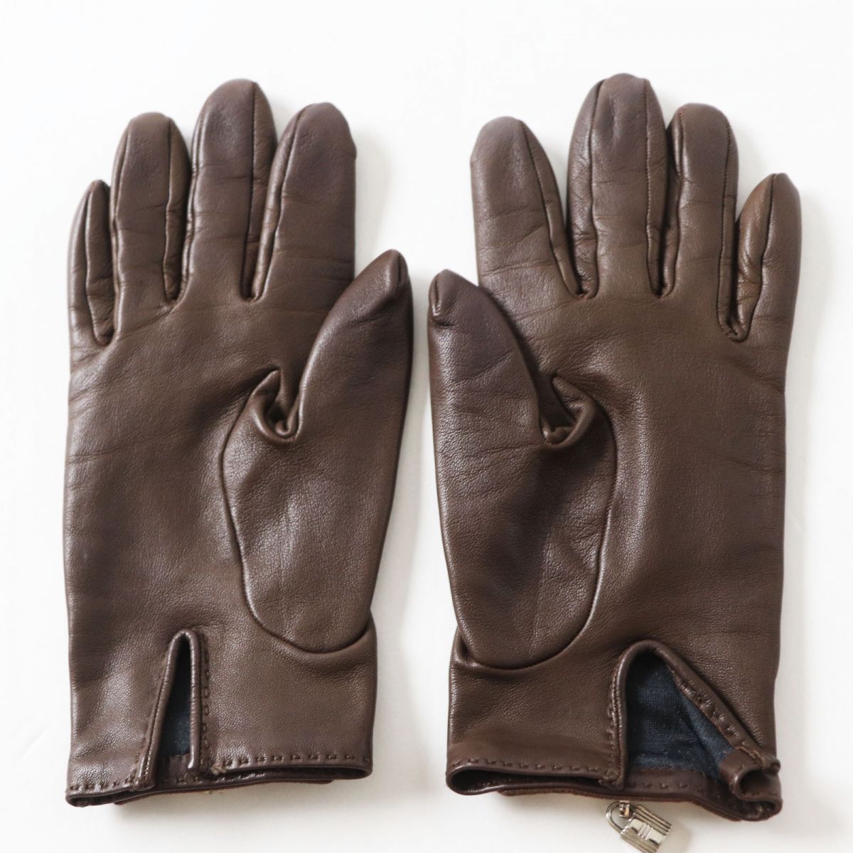 Hermes Lambskin Padlock Metal Gloves