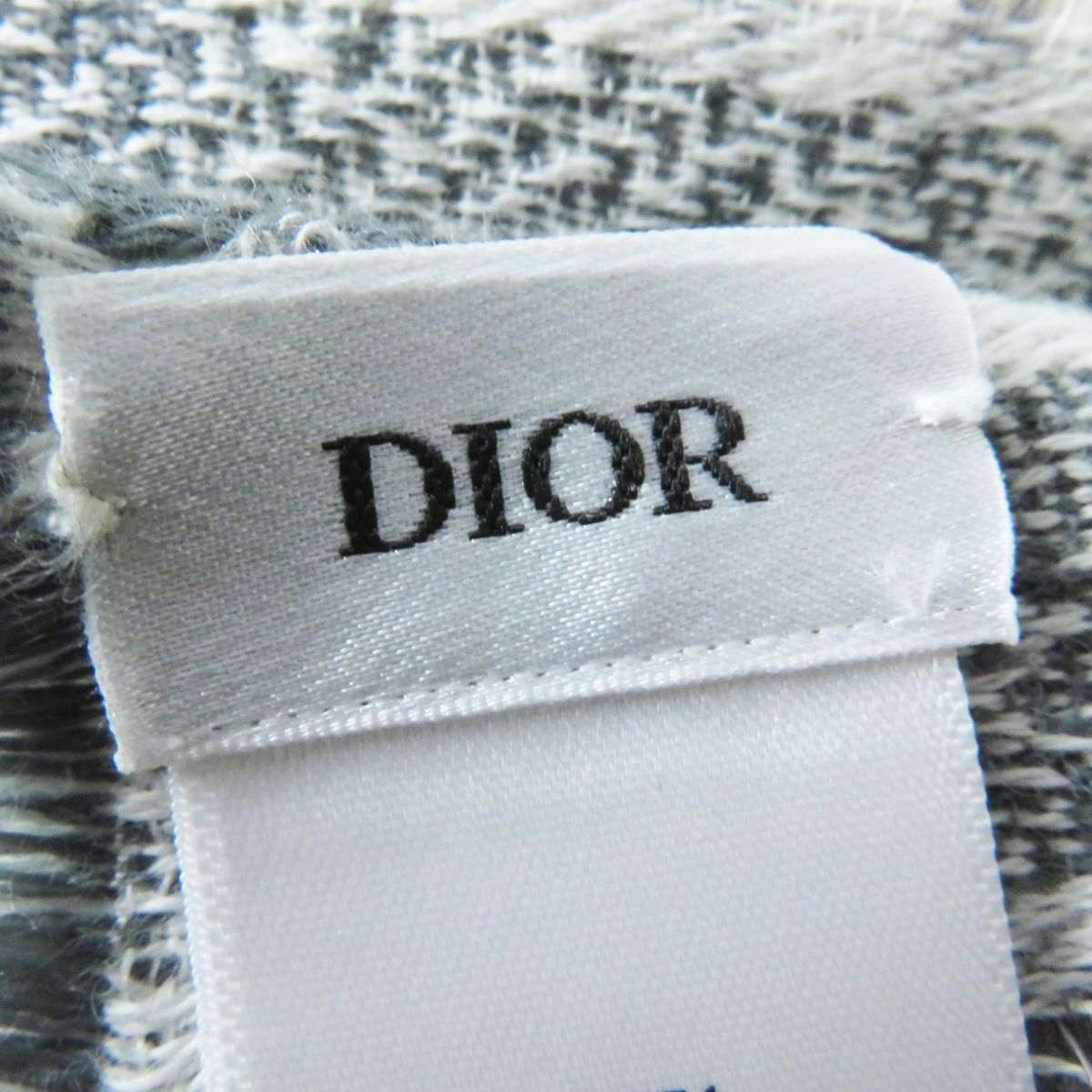 Dior Homme Men's Cashmere Silk Scarf White Grey Check