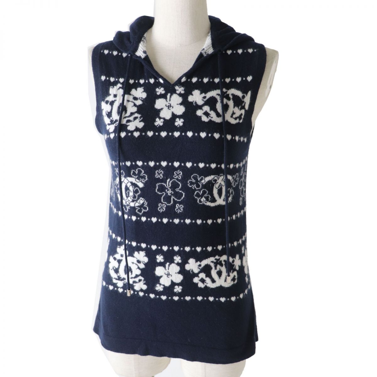 Chanel Cashmere Silk Hooded Sleeveless Knit