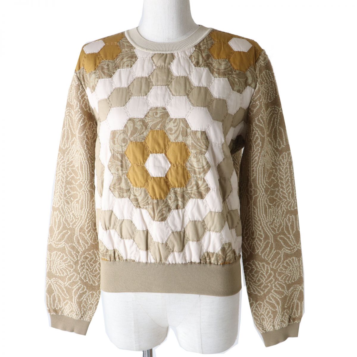 MaxMara Women's Quilted Knit Pullover Beige M