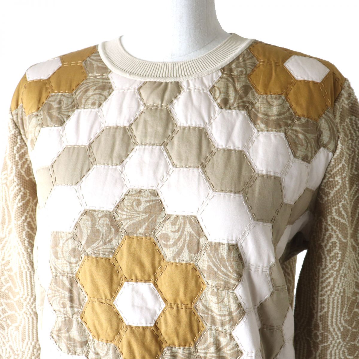 MaxMara Women's Quilted Knit Pullover Beige M