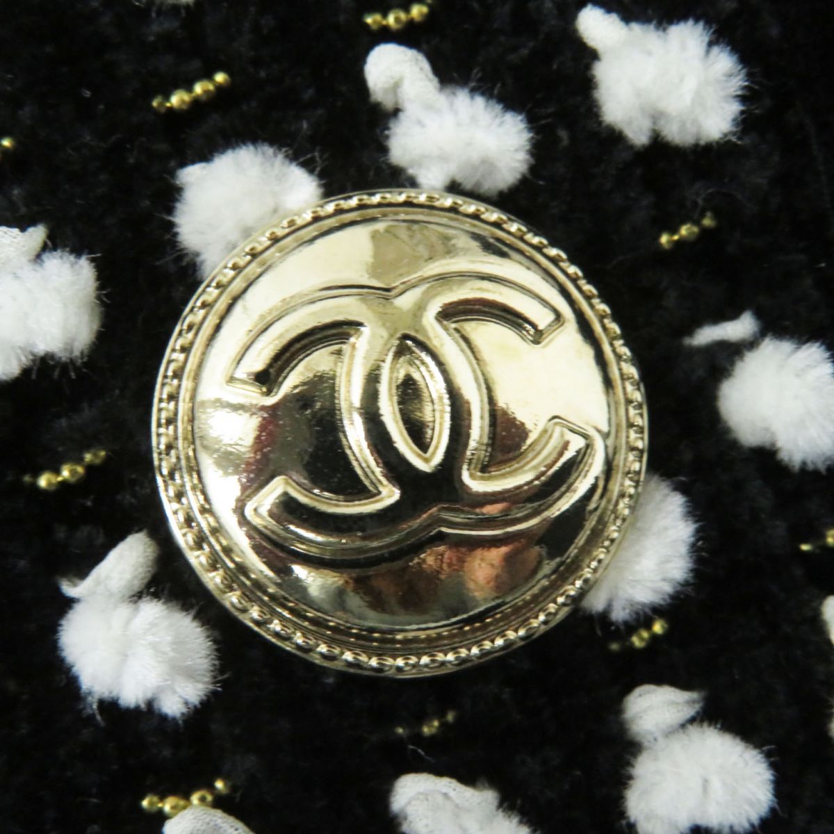 Chanel COCO Mark Button Velvet Tweed Pullover