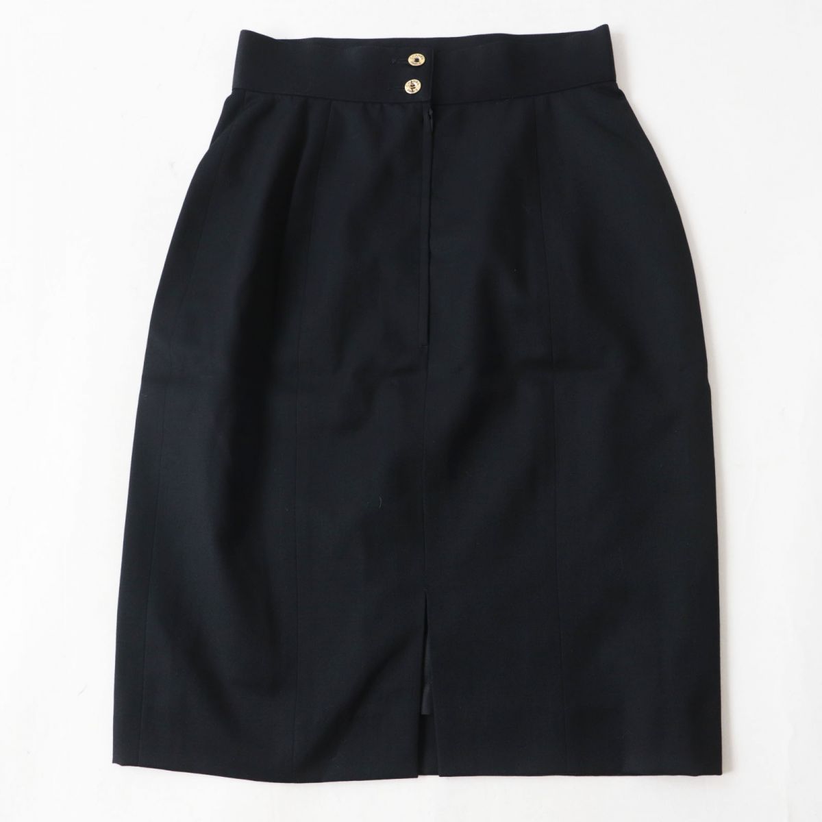 Chanel Vintage Wool Knee-length Skirt Black