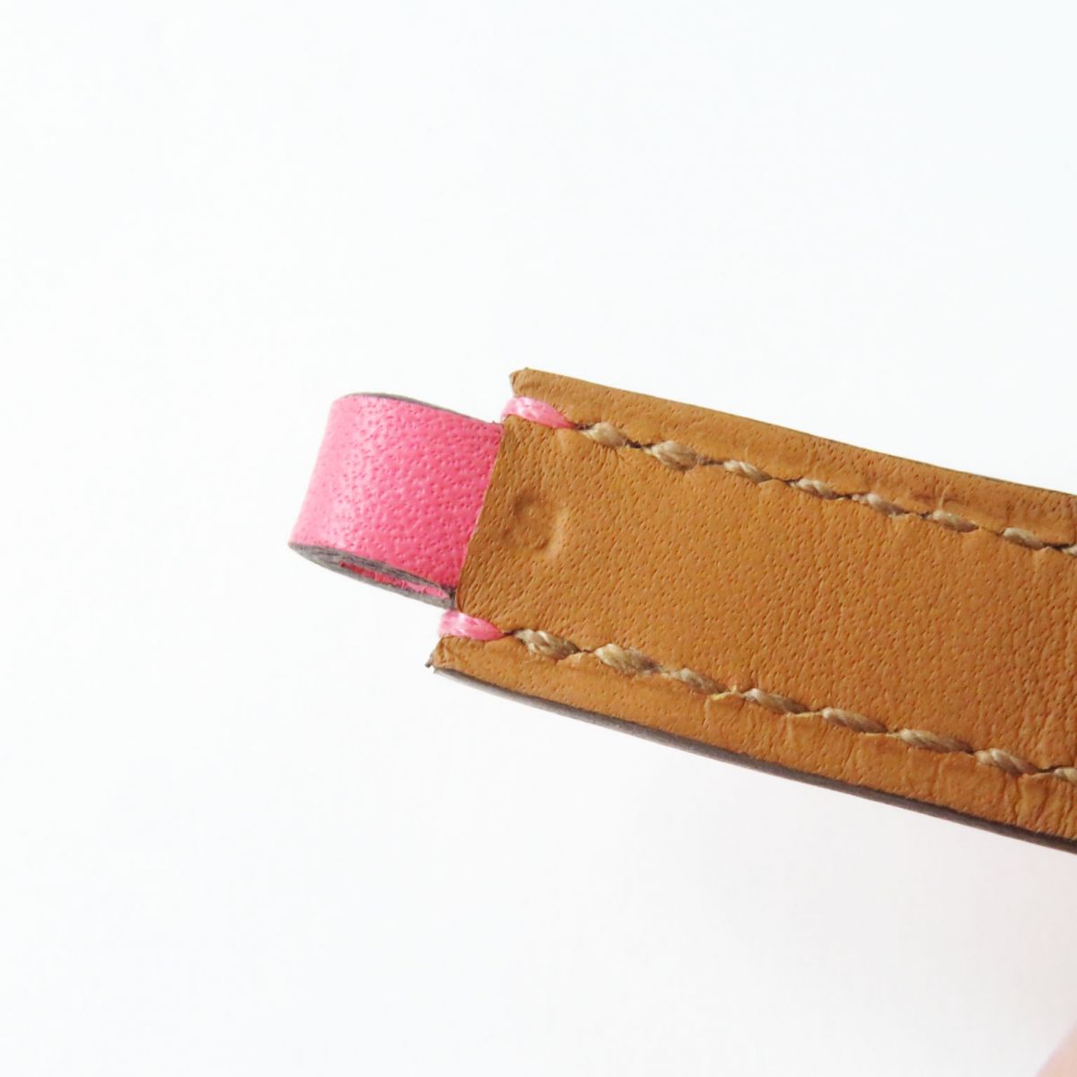 Hermes Leather Double Tour Bracelet Pink