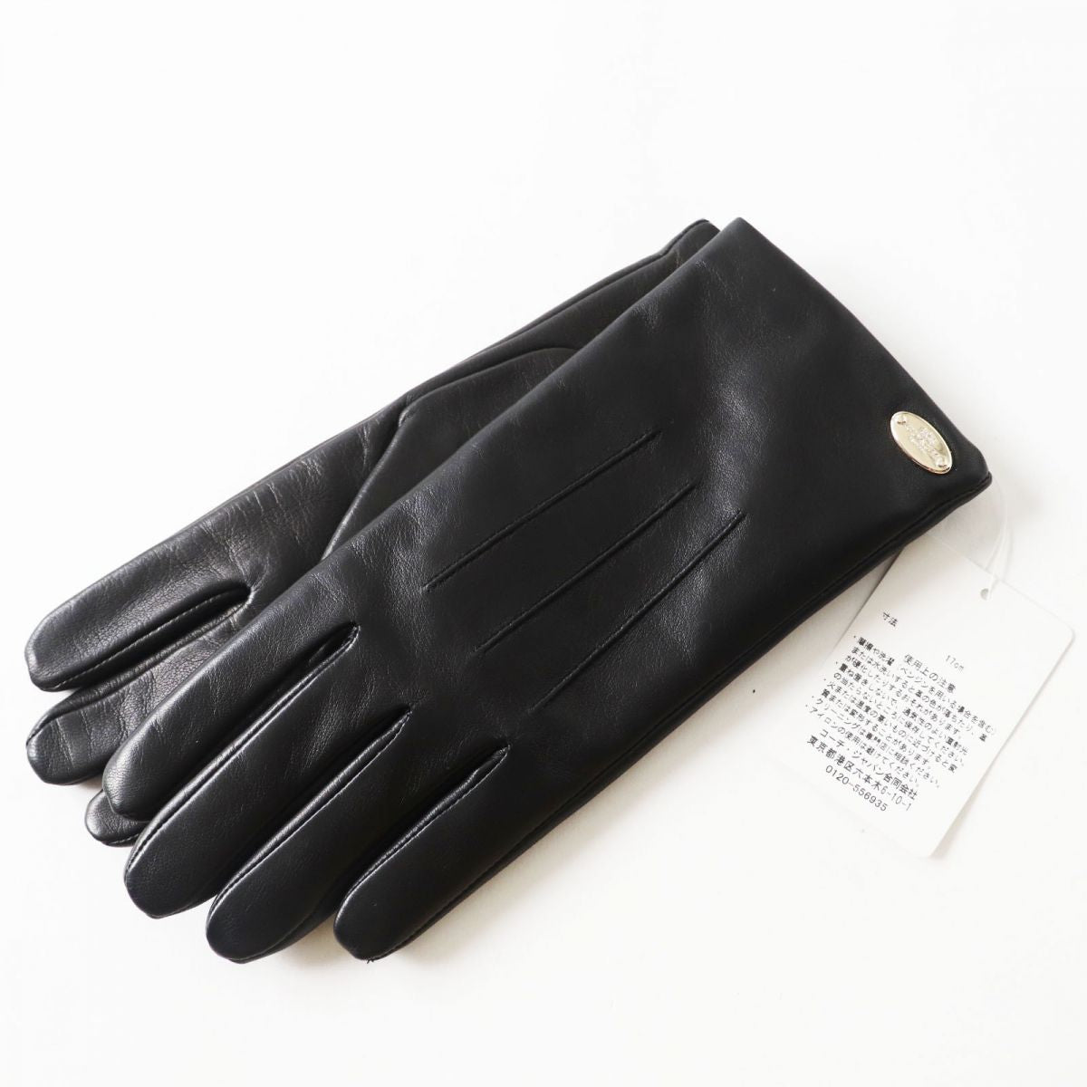 COACH Lamb Leather Wool Gloves Black Size 7