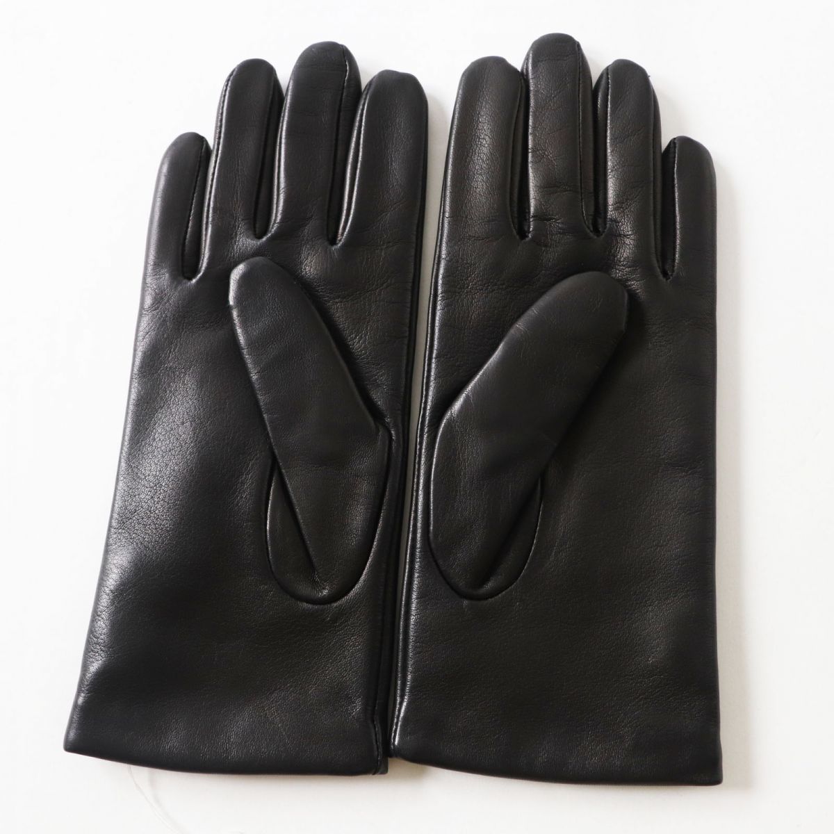 COACH Lamb Leather Wool Gloves Black Size 7