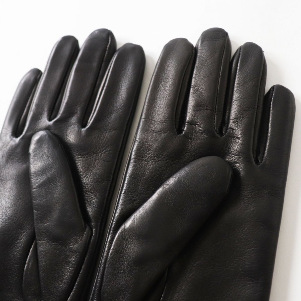 COACH Lamb Leather Wool Gloves Black Size 7