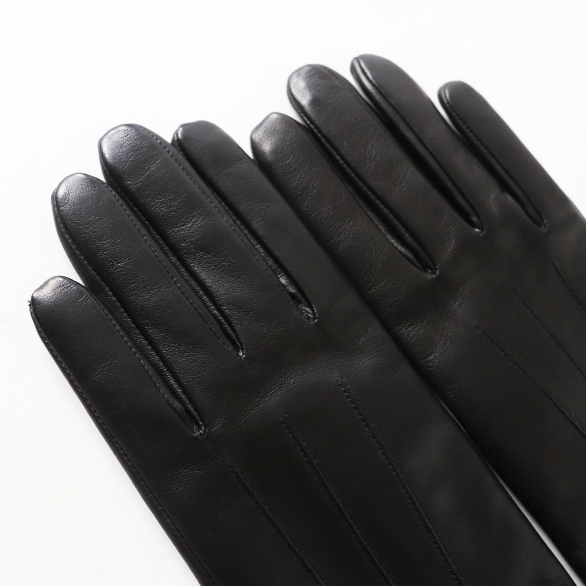 COACH Lamb Leather Wool Gloves Black Size 7