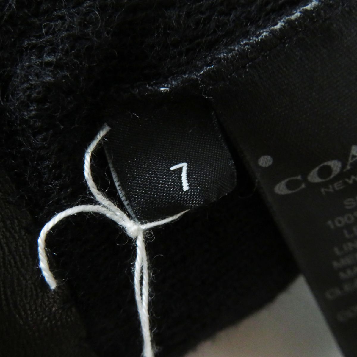 COACH Lamb Leather Wool Gloves Black Size 7