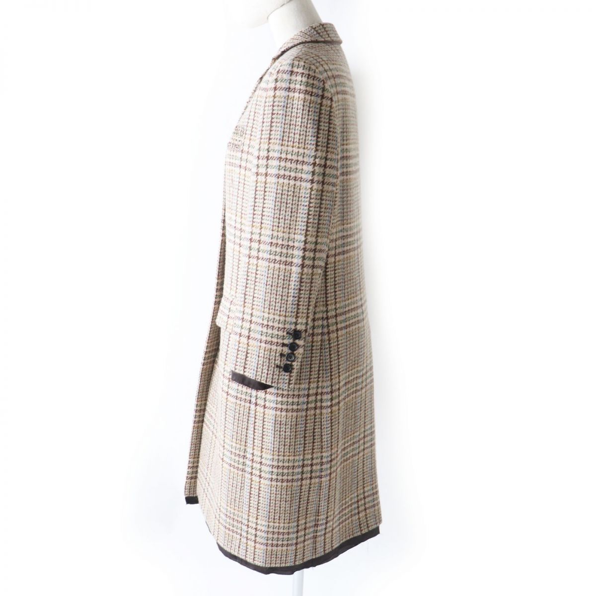 Miu Miu 22AW MS1925 Plaid Coat Brown Beige