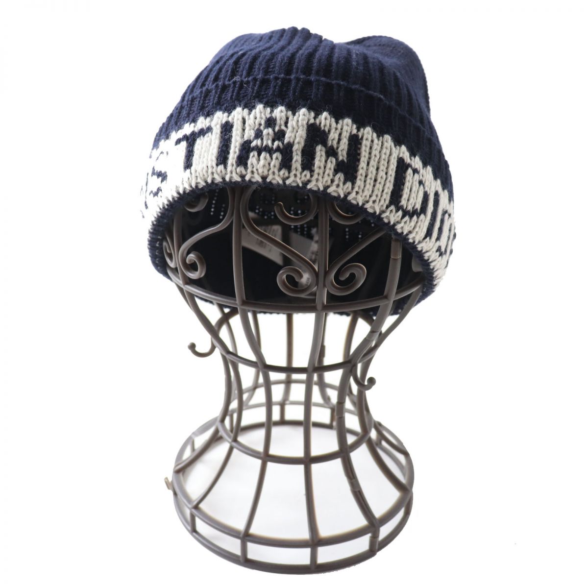 Christian Dior Wool Cashmere Logo Knit Hat Navy