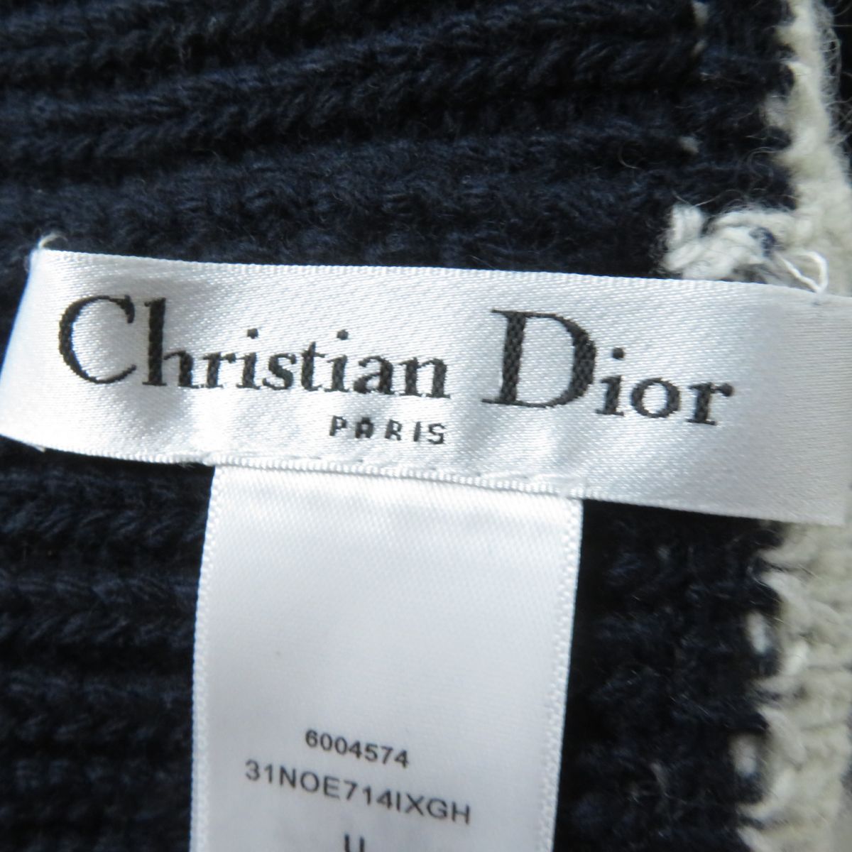 Christian Dior Wool Cashmere Logo Knit Hat Navy