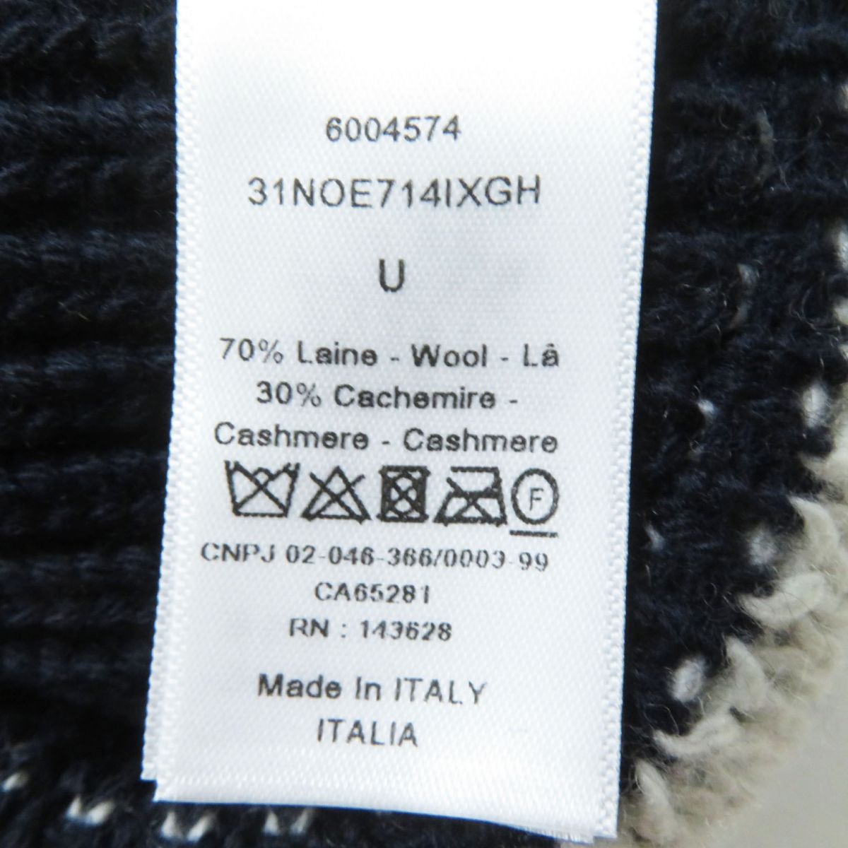 Christian Dior Wool Cashmere Logo Knit Hat Navy