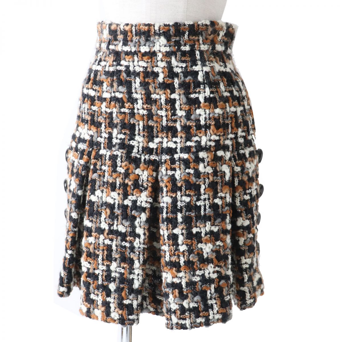 Dolce & Gabbana Tweed Trapezoid Skirt Brown/Black/Gray/White