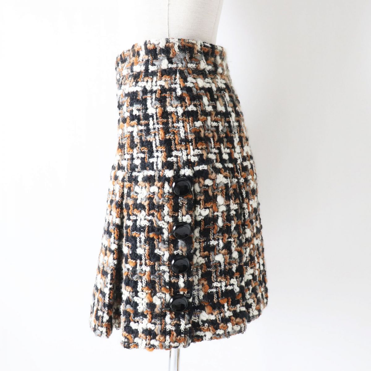 Dolce & Gabbana Tweed Trapezoid Skirt Brown/Black/Gray/White