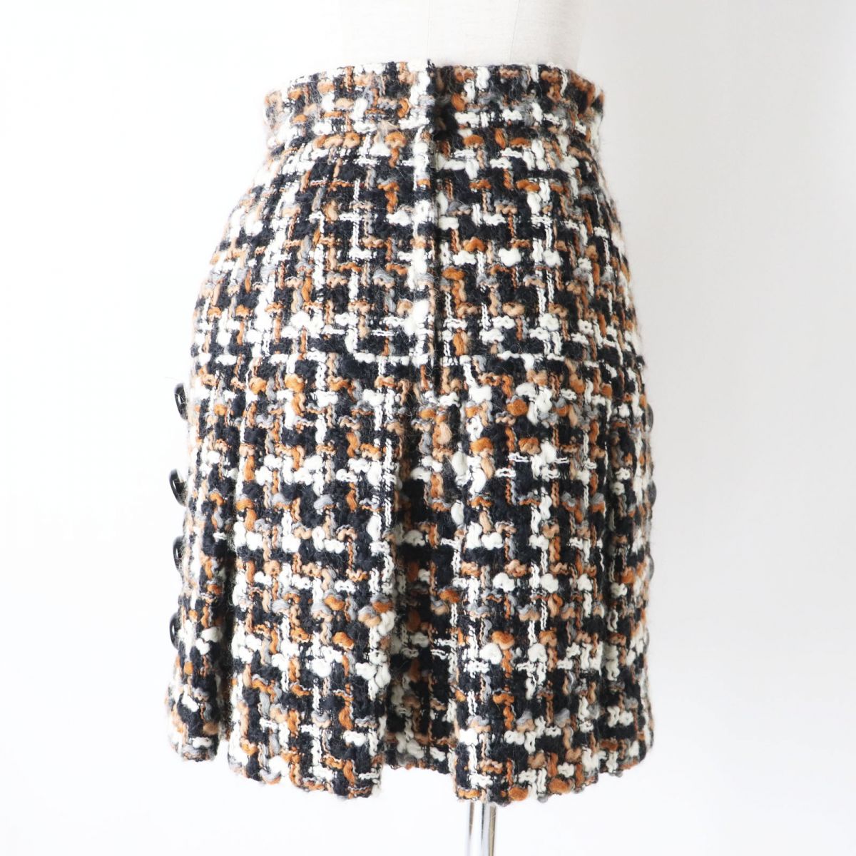 Dolce & Gabbana Tweed Trapezoid Skirt Brown/Black/Gray/White