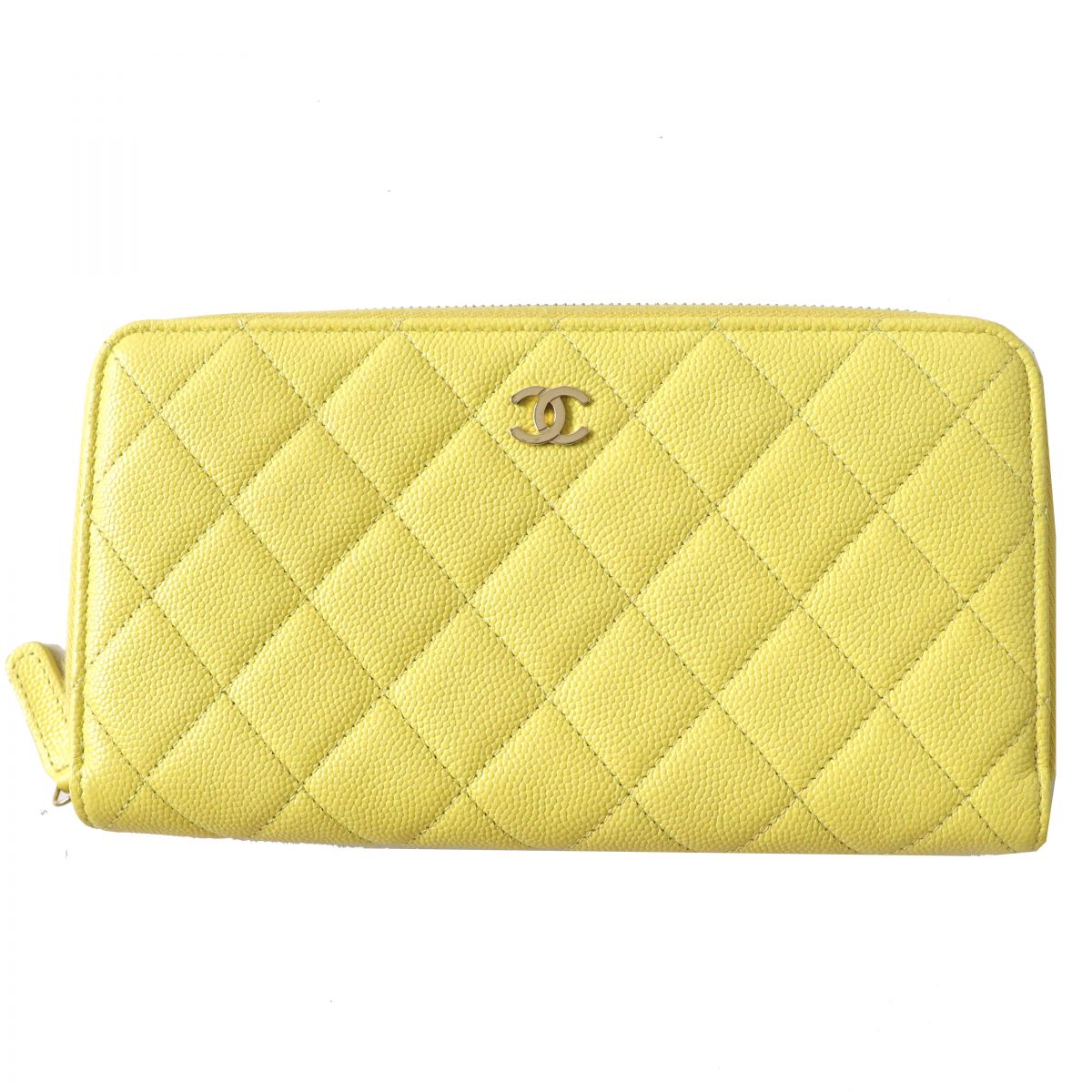 Chanel Caviar Skin Coco Mark Long Zip Wallet