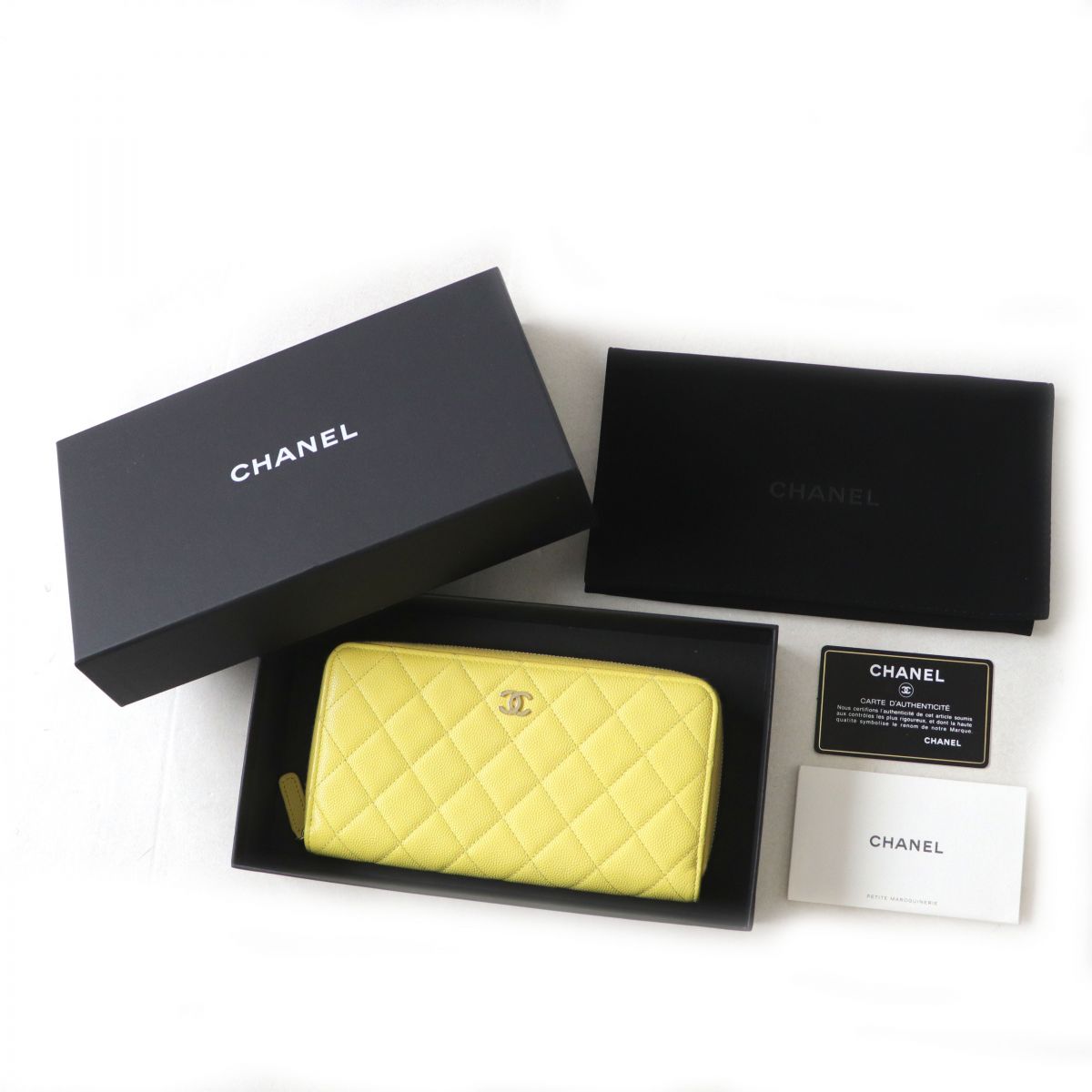 Chanel Caviar Skin Coco Mark Long Zip Wallet