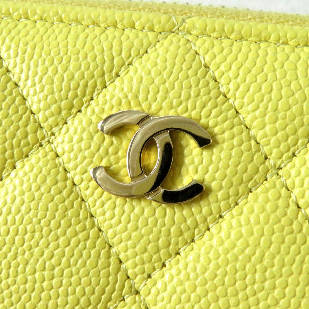 Chanel Caviar Skin Coco Mark Long Zip Wallet