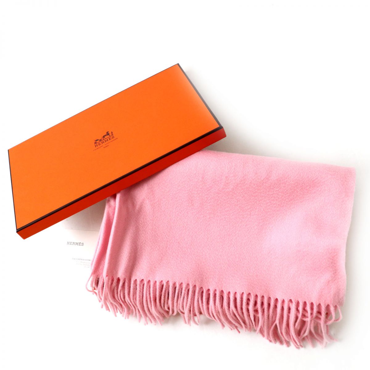 Hermes Cashmere Stole Shawl Baby Pink