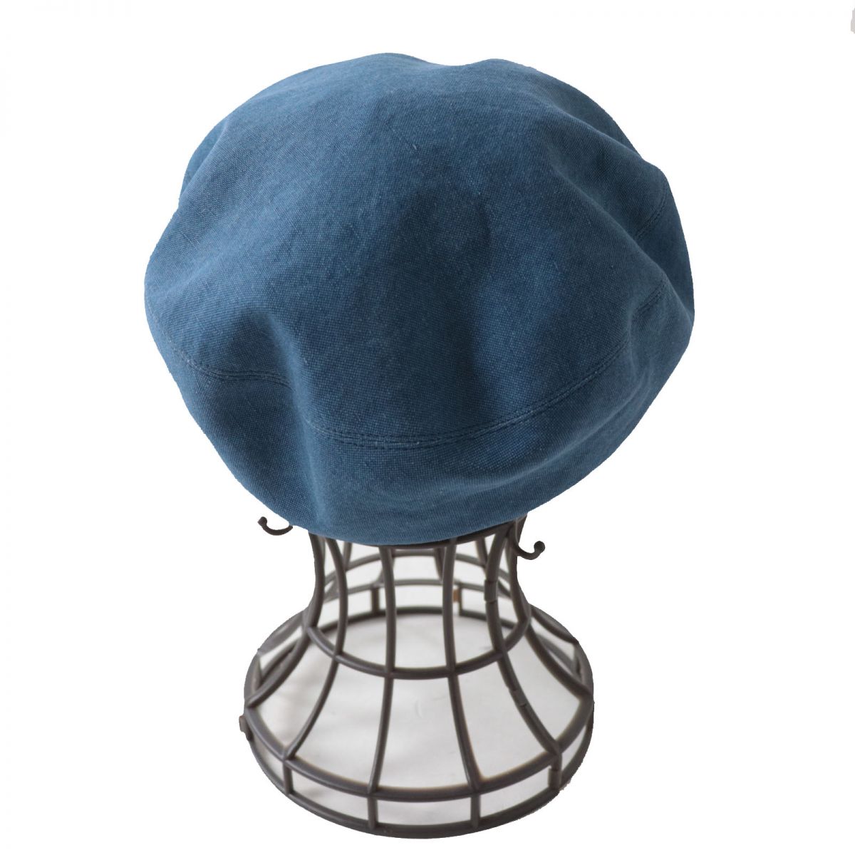 Hermes Linen Newsboy Cap Hat Blue